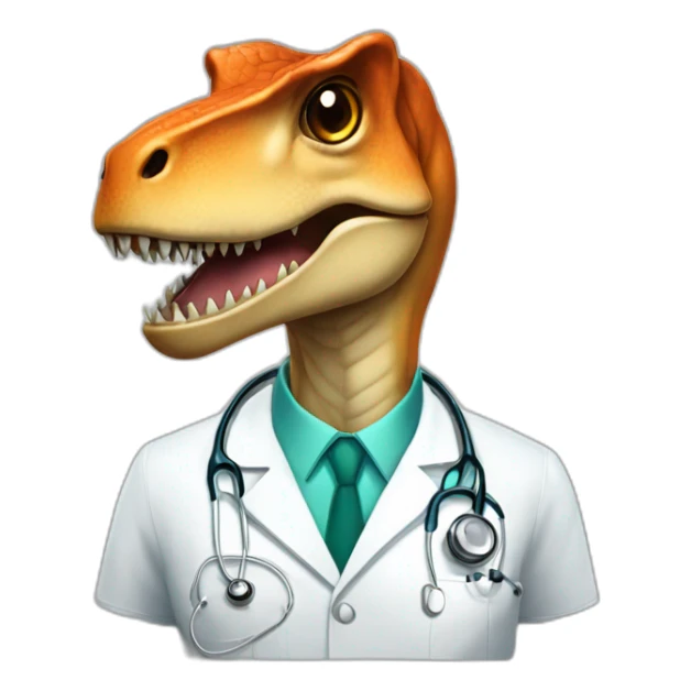 t-rex head in medical uniform without stetoscope and black glasses sticker