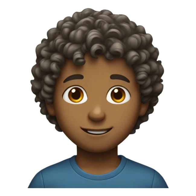 Little boy with curly hair playing  sticker