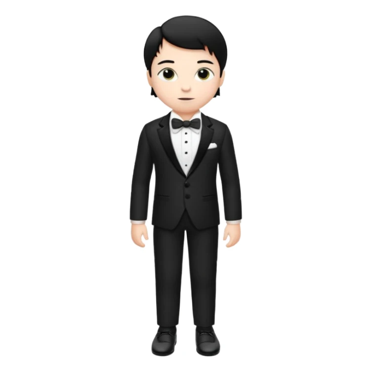 white boy with black hair in a tuxedo. full body sticker