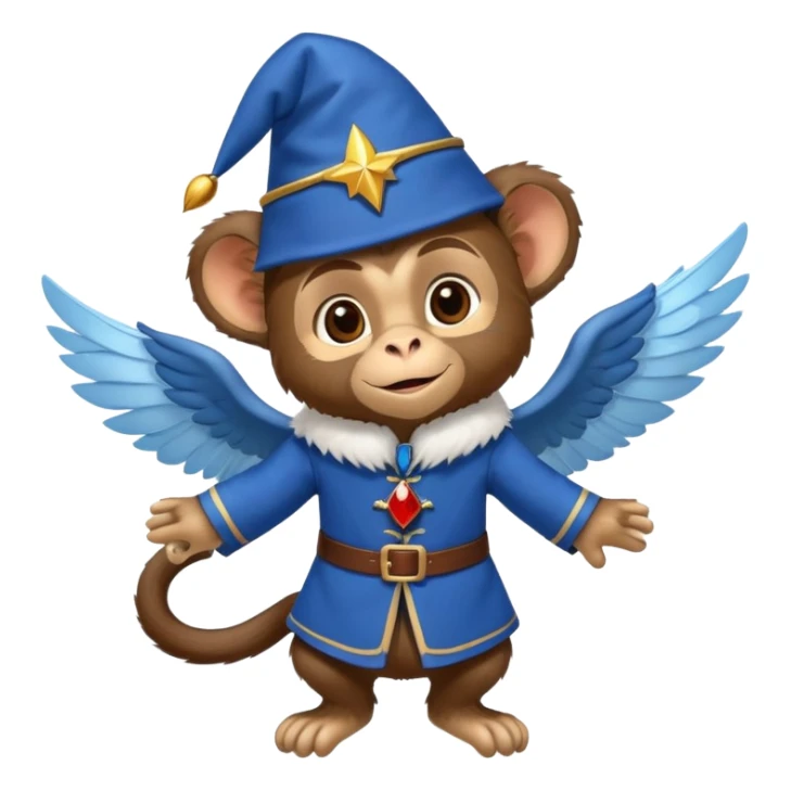 Flying monkey with wings, blue uniform, and fez hat from Wizard of Oz sticker