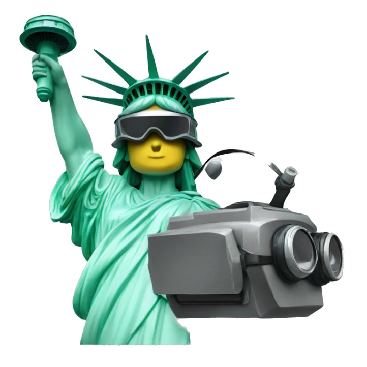 the statue of liberty with a riot helmet sticker