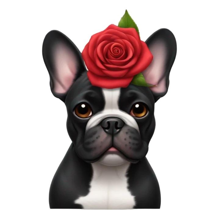 French bulldog black with rose sticker