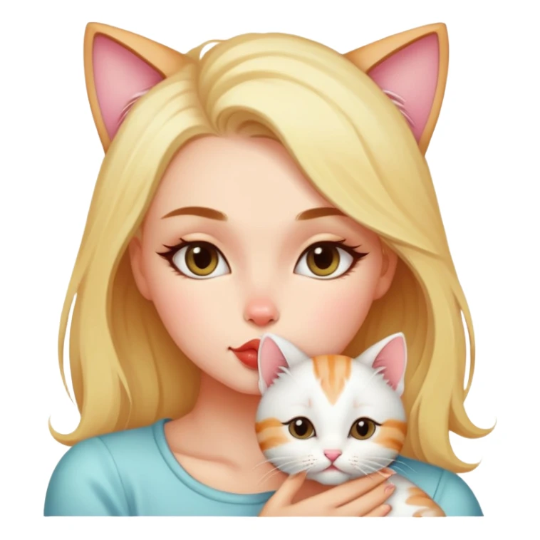 A pretty alternative woman kissing a kitty on the forehead so tenderly sticker