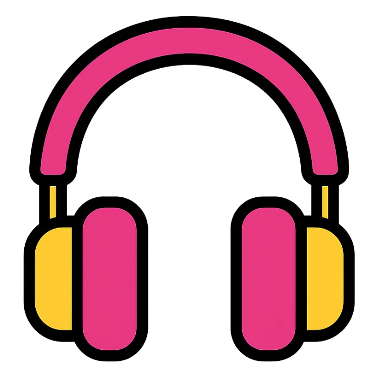 pink headphones color icon style sticker