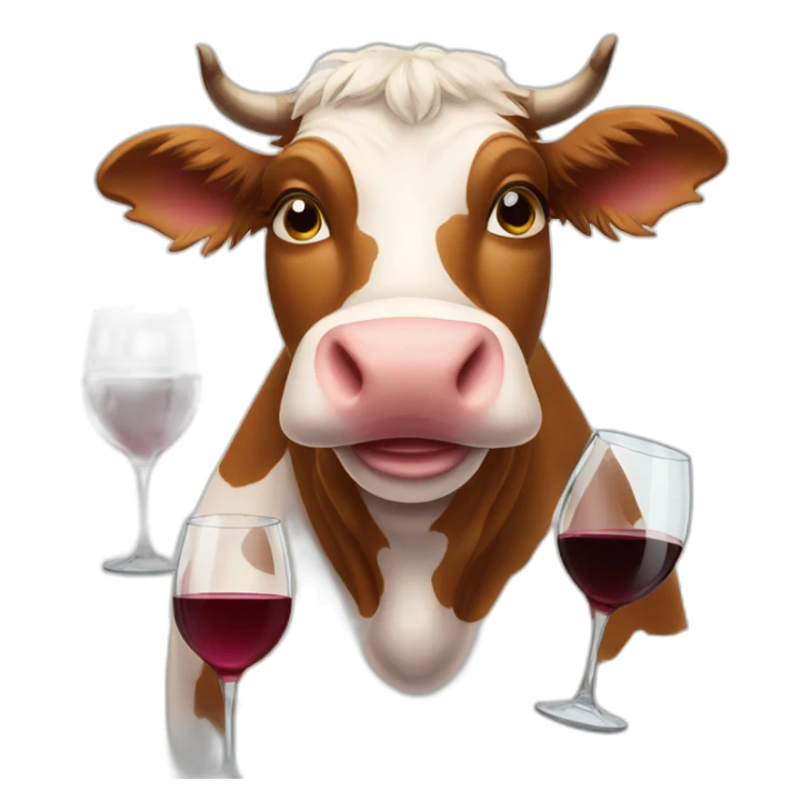 Three smiley cows with three glasses of wine sticker