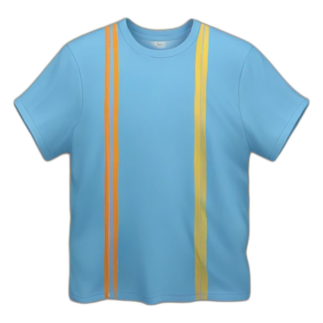 T-shirt with Strip blu and yellow and orange sticker