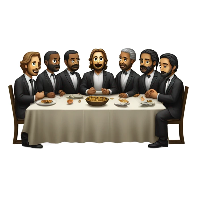 the last supper wearing suits in a modern office sticker