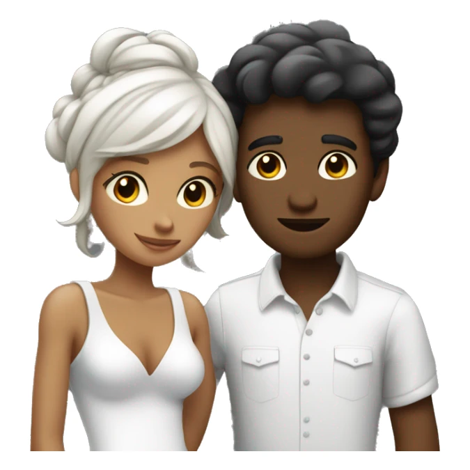 Fille noir Garçon blanc couple amour sticker
