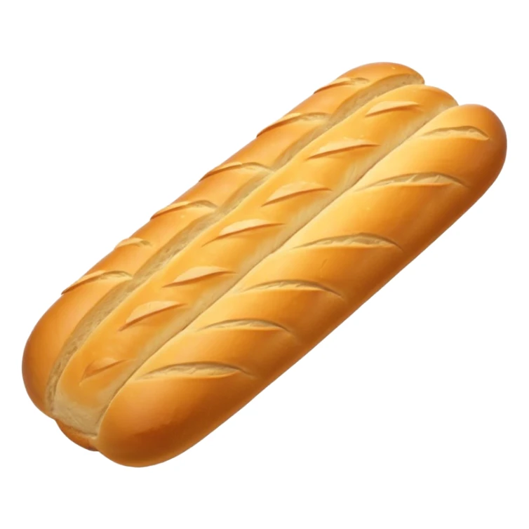 baguette bread object icon, crispy golden crust, detailed bread texture, 3D cartoon, mobile game icon style, centered, clean background, soft shadow, no text, no watermark
 sticker