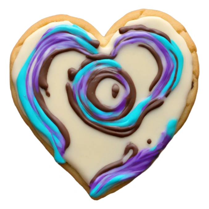 Purple teal chocolate chip heart cookie sticker