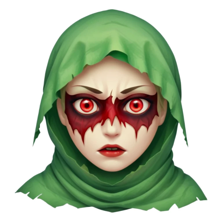 Cursed: Torn wrappings, glowing red eyes, green mist around.
 sticker