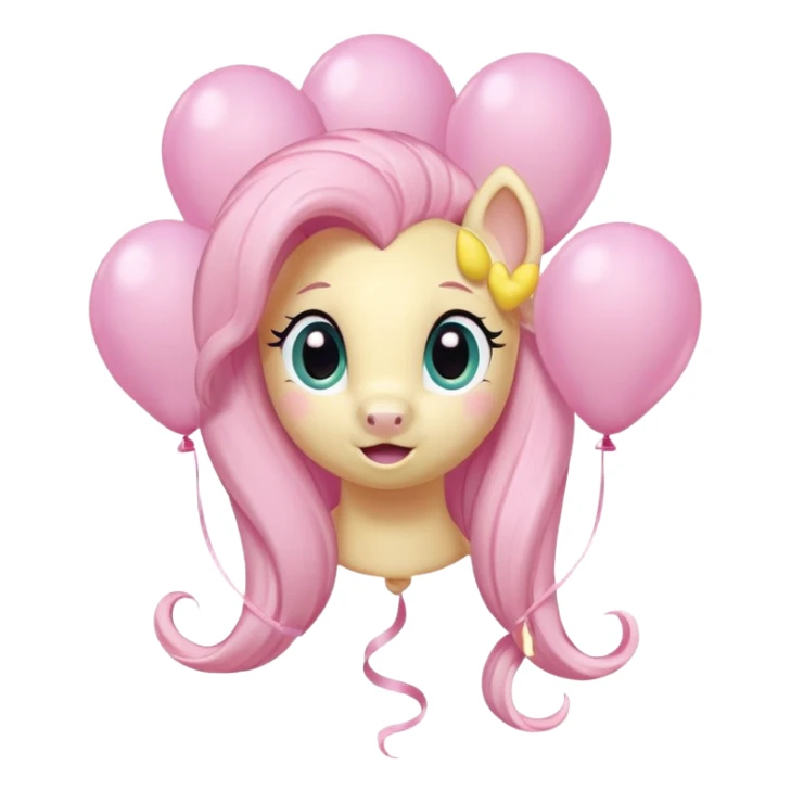 fluttershy mlp pastel balloons floating above its mane. sticker
