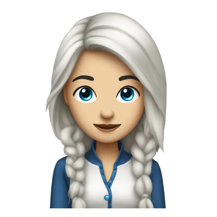 Junge Frau mit langen, schwarzen Haaren und blauen Augen sticker