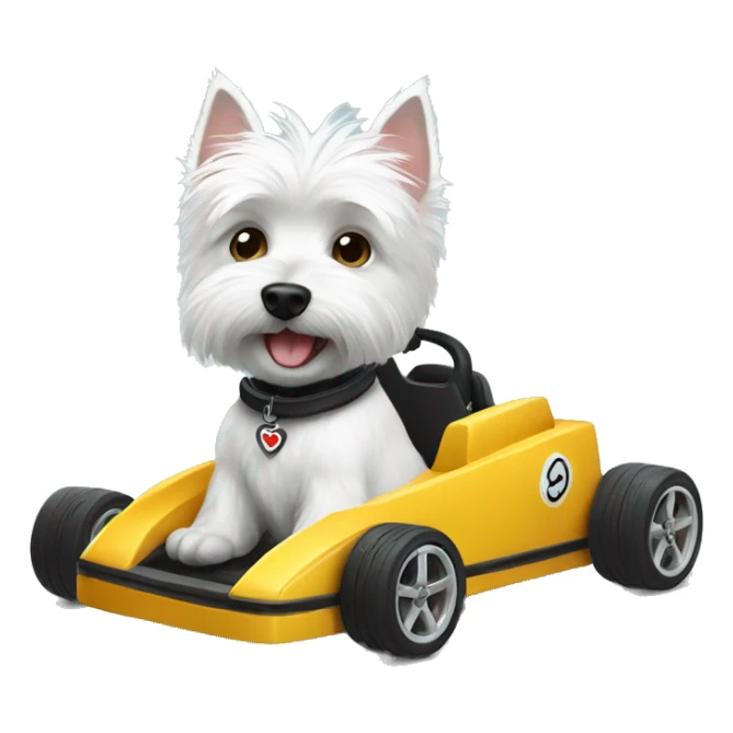 Westie in a go kart sticker