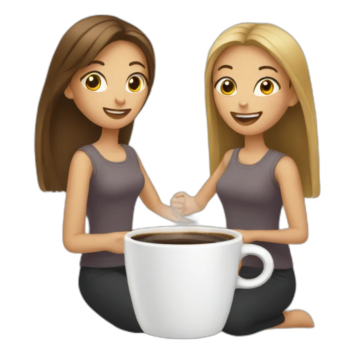 Two girls one cup of coffee sticker