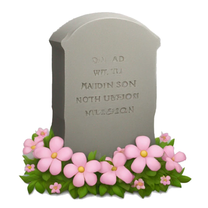 Gravestone with pink flowers that says “Madison walls” sticker