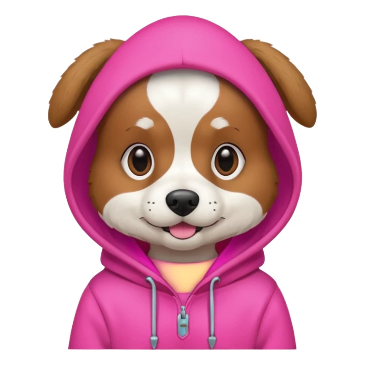 Dog wearing a neon pink hoody sticker