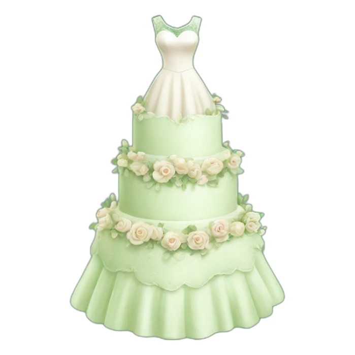 wedding cake on the green wedding dress sticker