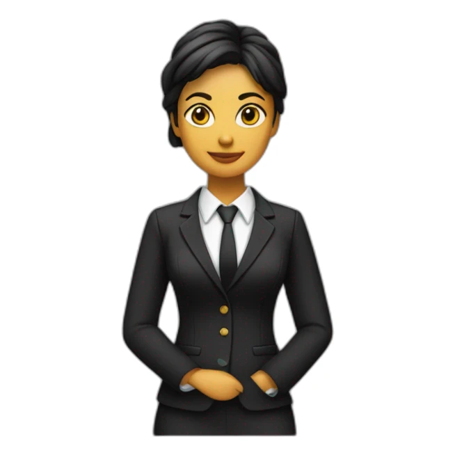 Chica con traje chaqueta negro media melena sin corbata sticker