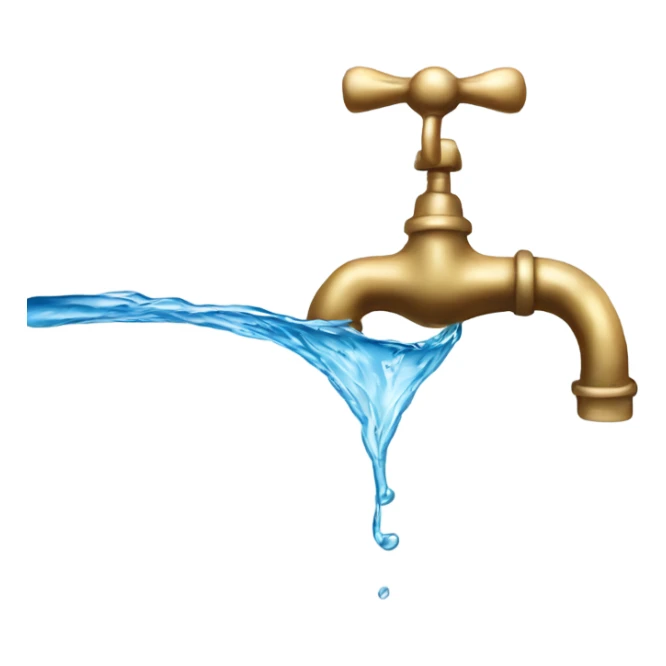 Water flowing from a faucet and a metal bow sticker