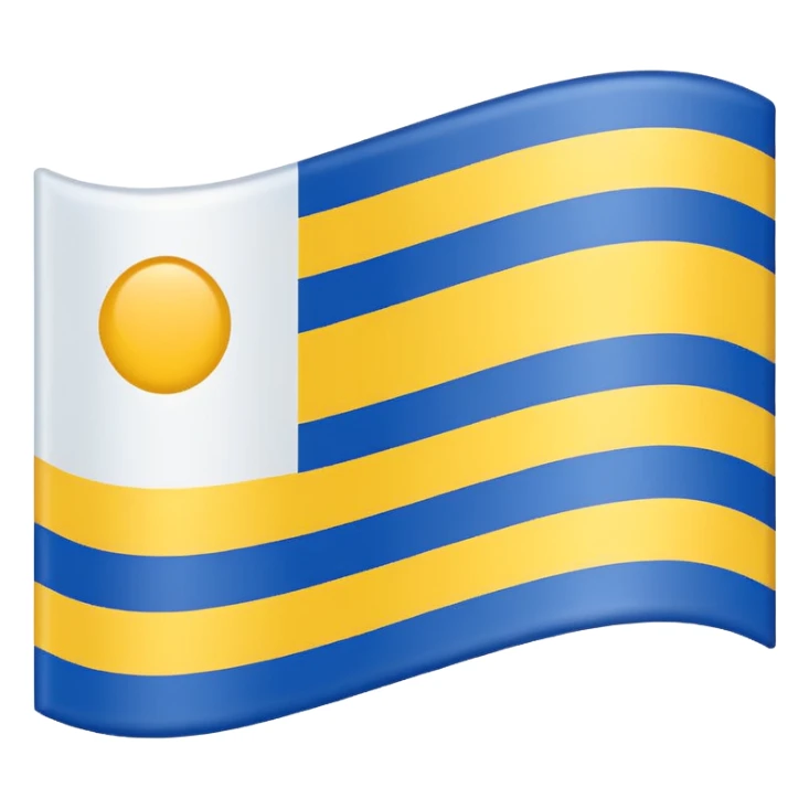A flag with Blue on top than in the middle White and on the bottom yellow sticker