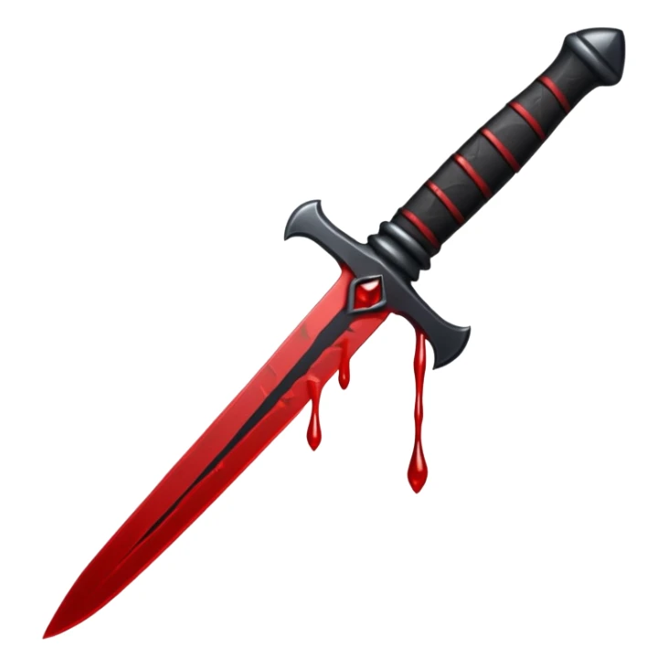 iOS emoji, dark fantasy dagger, obsidian blade, runes, blood drop, clean render, minimalism sticker