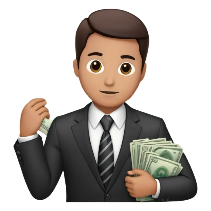 Professional financial expert with suit, tie, charts and money symbols sticker