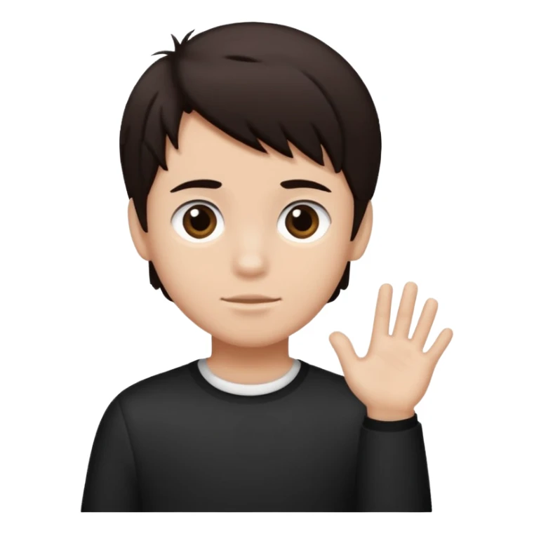 Dark brown hair, black and white skined and is a boy sticker