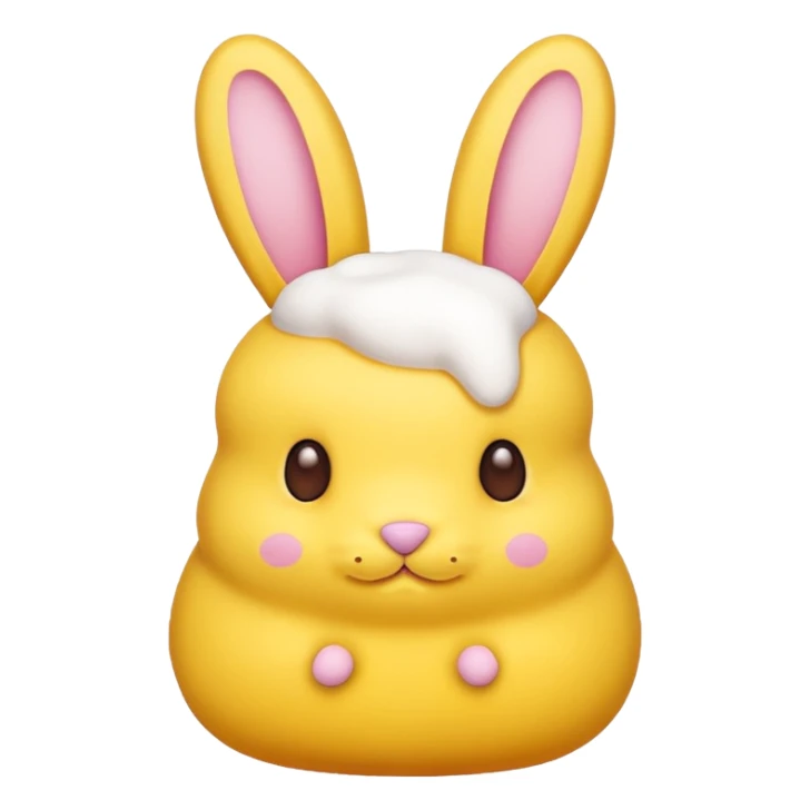 peeps bunny all yellow with three brown dots for eyes and nose sticker