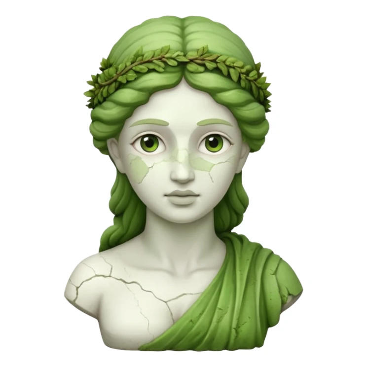 female greek sculpture with moss sticker