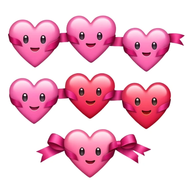 Cute hearts emojis love emojis with ribbons sticker