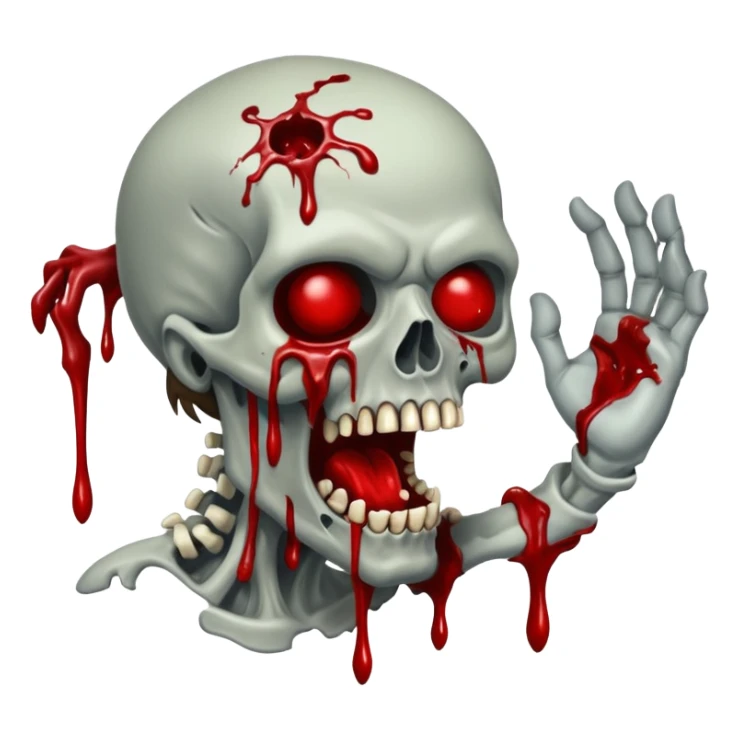 Alaskan Zombies 🧟‍♂️ reaching out, attacking and biting. Covered in blood and rotting flesh, in the style of your bleeding skull art. sticker