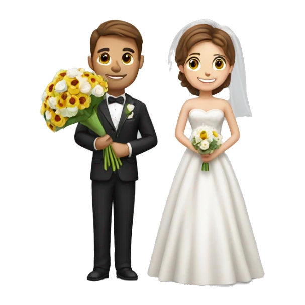 brown-haired groom with a bouquet in his hand sticker