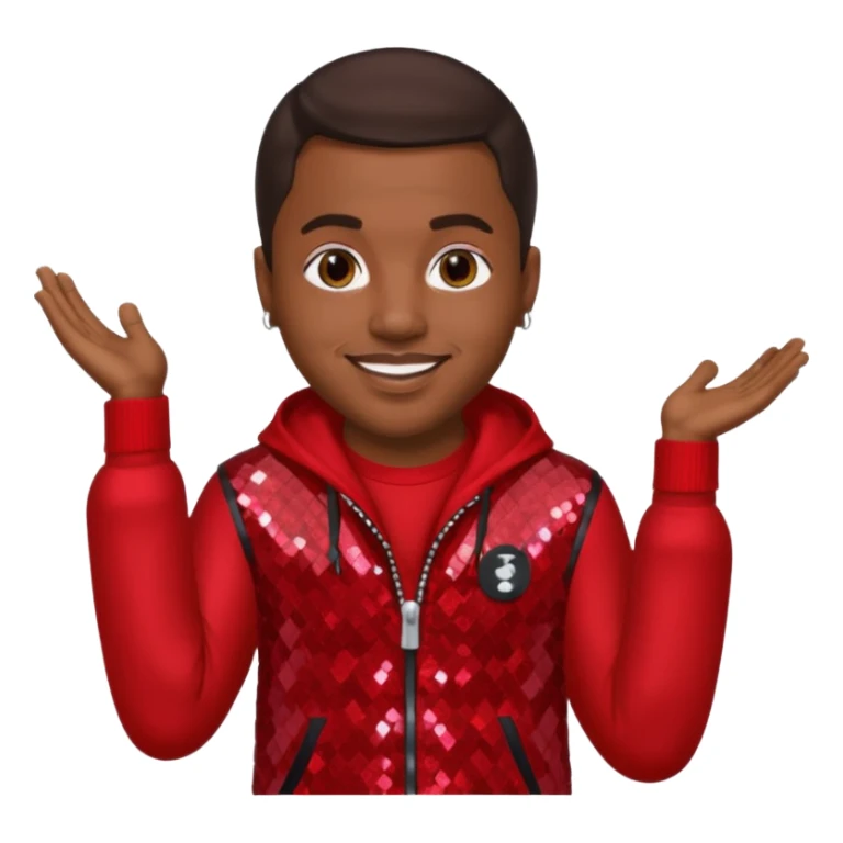 Nasir Nas Jones, Rapper with dark brown hair, red sequin outfit sticker