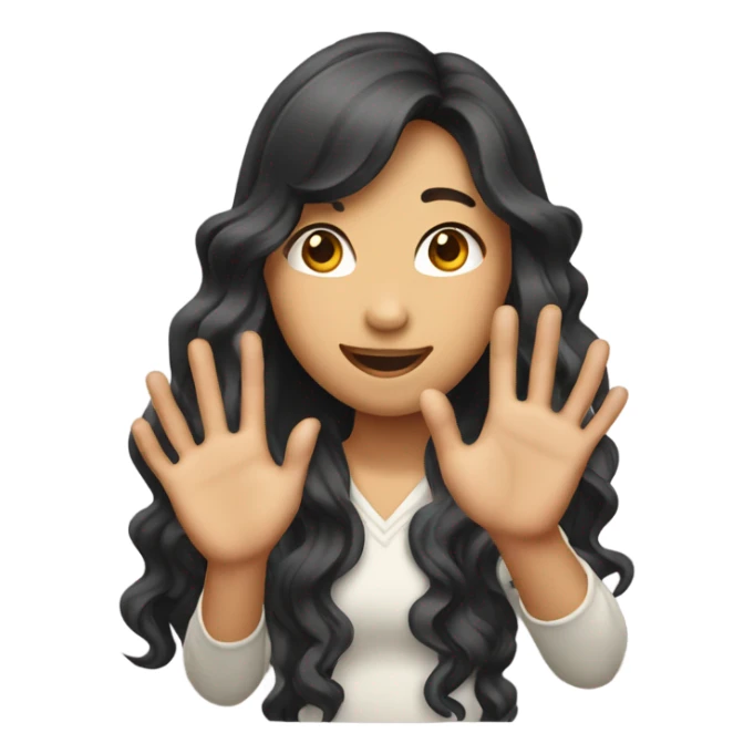 asian girl with long wavy hair raising hand sticker