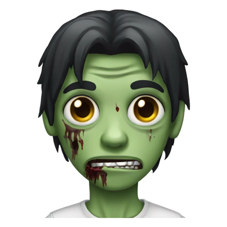 boy zombie with black long hair sticker
