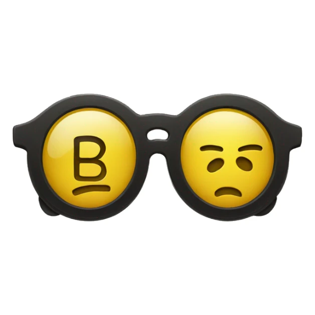 yellow emoji with "B" letter shape glasses sticker