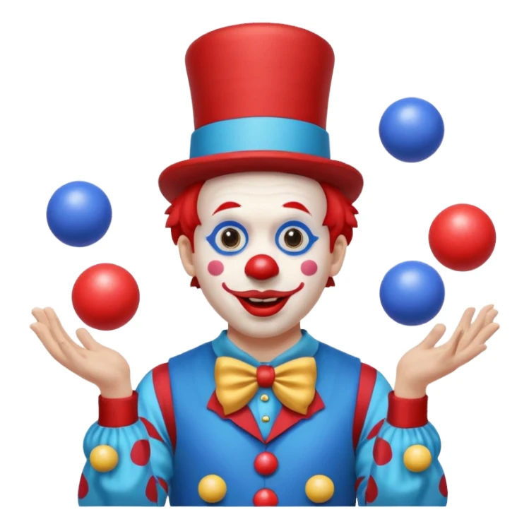 circus juggler clown juggling balls blue and white and red sticker