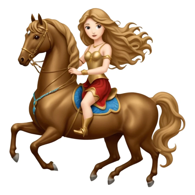 Lady Godiva rides a bronze horse naked sticker