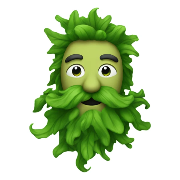 Green man with mustache and seaweed hair sticker
