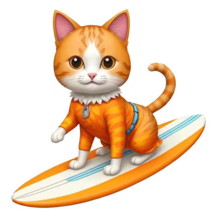 cat surfing in hawaian costum sticker