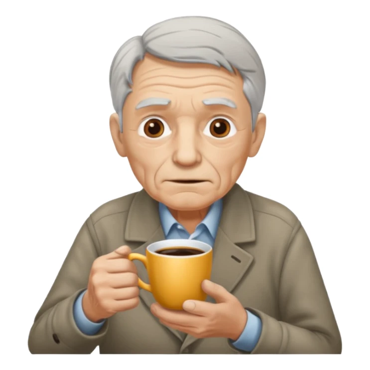 Blind grandpa having a cup of coffee and waiting for his daughter ￼ sticker