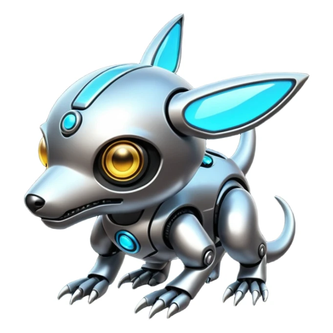 Futuristic shiny cyberpunk-Fakémon-Pokémon-creature sticker