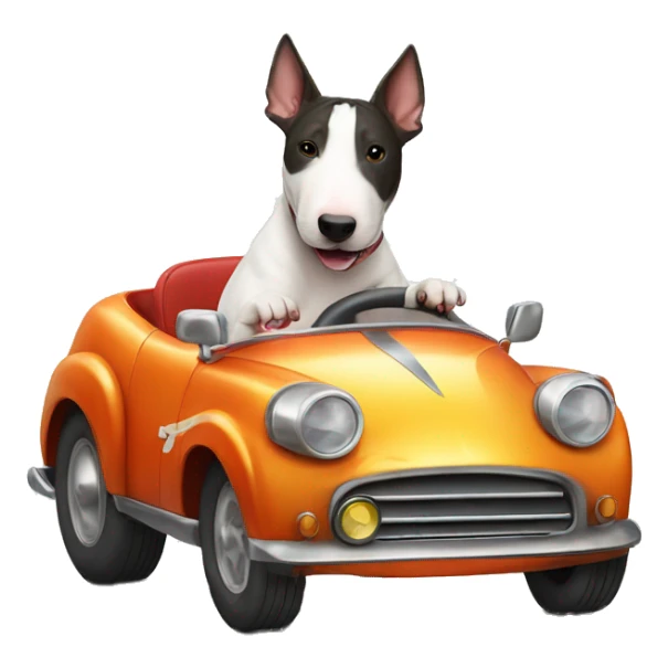 bull terrier driving sports car cool sticker