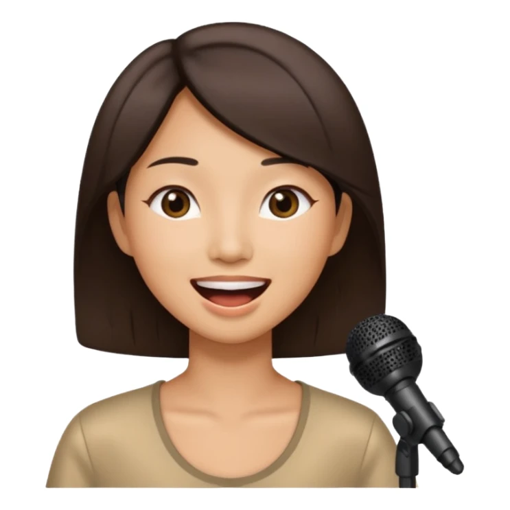 asian woman singing no microphone sticker