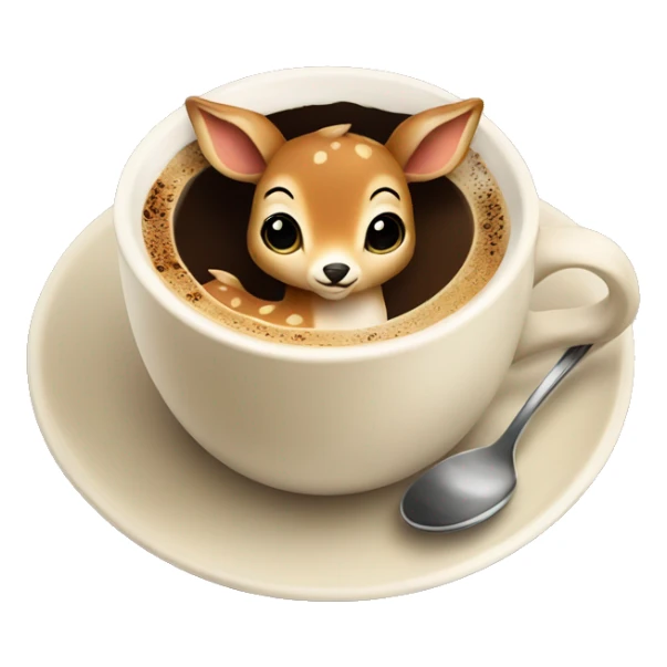 Baby deer in a cup of coffee sticker