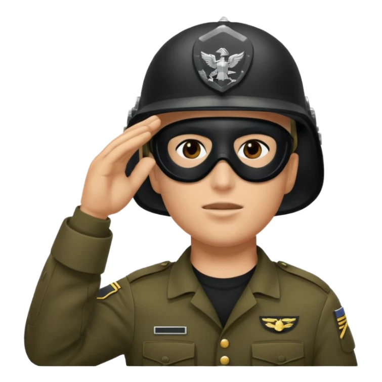 Soldier saluting with helmet + black mask sticker