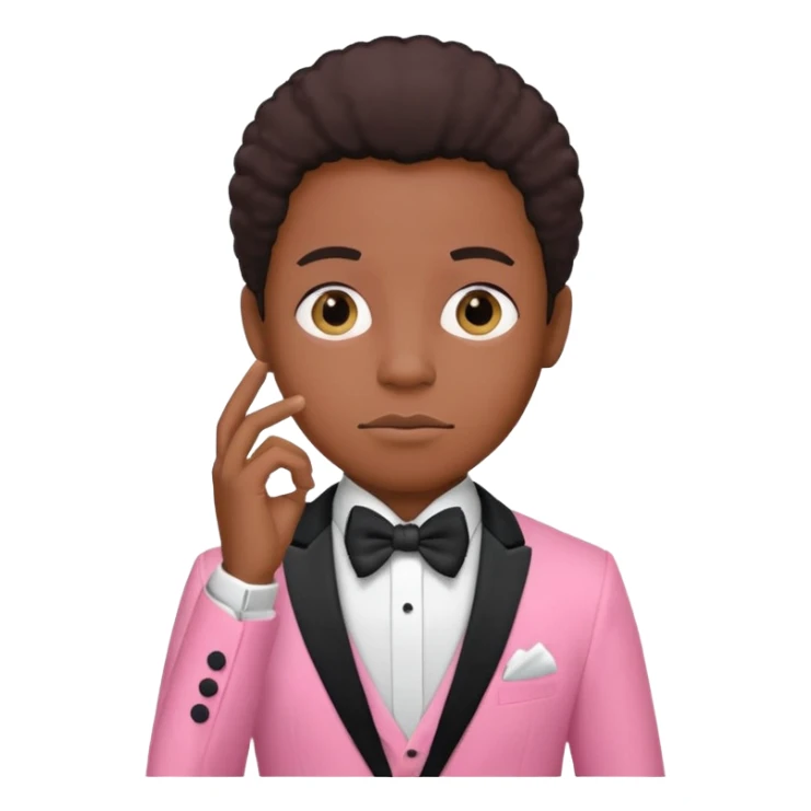 ambitious thinking about moneyemoji, black person, pink tuxedo sticker