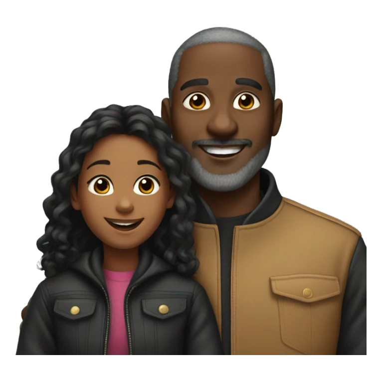 happy black dad and black daughter in stylish jackets sticker