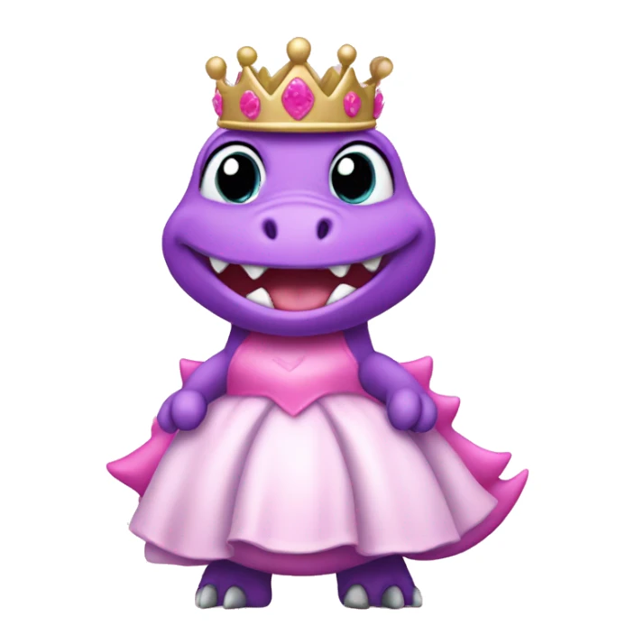 dinosaur with a pink girly crown and a princess dress  sticker